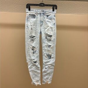 American Eagle Outfitters Distressed Light Blue Mom Jeans